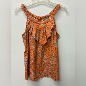Banana Republic Orange Patterned Ruffle Blouse